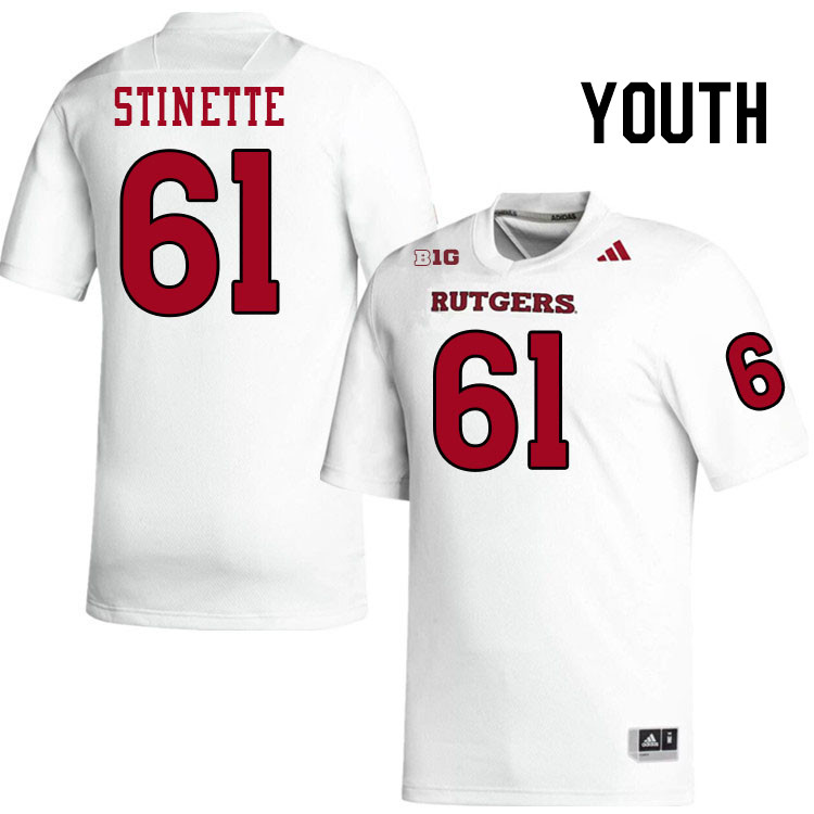 Youth #61 Emir Stinette Rutgers Scarlet Knights 2024 College Football Jerseys Stitched-White